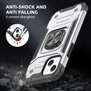 Magnetic Armor Shockproof TPU + PC Case with Metal Ring Holder For iPhone 13(Silver)