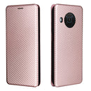 For Nokia X20 Carbon Fiber Texture Horizontal Flip TPU + PC + PU Leather Case with Card Slot(Pink)