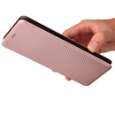 For Nokia X20 Carbon Fiber Texture Horizontal Flip TPU + PC + PU Leather Case with Card Slot(Pink)