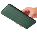 For Nokia X20 Carbon Fiber Texture Horizontal Flip TPU + PC + PU Leather Case with Card Slot(Green)