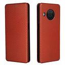 For Nokia X20 Carbon Fiber Texture Horizontal Flip TPU + PC + PU Leather Case with Card Slot(Brown)