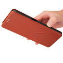 For Nokia X20 Carbon Fiber Texture Horizontal Flip TPU + PC + PU Leather Case with Card Slot(Brown)
