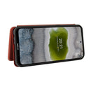 For Nokia X20 Carbon Fiber Texture Horizontal Flip TPU + PC + PU Leather Case with Card Slot(Brown)