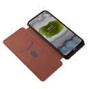 For Nokia X20 Carbon Fiber Texture Horizontal Flip TPU + PC + PU Leather Case with Card Slot(Brown)