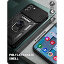 For Samsung Galaxy S21 FE Sliding Camera Cover Design TPU+PC Protective Case(Dark Green)