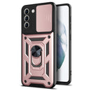 For Samsung Galaxy S21 FE Sliding Camera Cover Design TPU+PC Protective Case(Rose Gold)