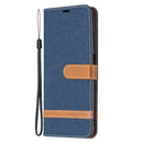 For Samsung Galaxy A03s 164mm Color Matching Denim Texture Horizontal Flip Leather Case with Holder & Card Slots & Wallet & Lanyard(Dark Blue)