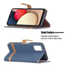 For Samsung Galaxy A03s 164mm Color Matching Denim Texture Horizontal Flip Leather Case with Holder & Card Slots & Wallet & Lanyard(Dark Blue)