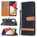 For Samsung Galaxy A03s 164mm Color Matching Denim Texture Horizontal Flip Leather Case with Holder & Card Slots & Wallet & Lanyard(Black)
