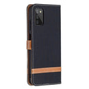 For Samsung Galaxy A03s 164mm Color Matching Denim Texture Horizontal Flip Leather Case with Holder & Card Slots & Wallet & Lanyard(Black)