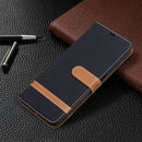 For Samsung Galaxy A03s 164mm Color Matching Denim Texture Horizontal Flip Leather Case with Holder & Card Slots & Wallet & Lanyard(Black)