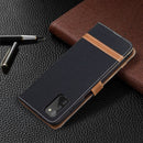 For Samsung Galaxy A03s 164mm Color Matching Denim Texture Horizontal Flip Leather Case with Holder & Card Slots & Wallet & Lanyard(Black)
