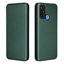 For Doogee X96 Pro Carbon Fiber Texture Horizontal Flip TPU + PC + PU Leather Case with Card Slot(Green)