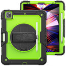 Shockproof Colorful Silicone + PC Protective Tablet Case with Holder & Shoulder Strap & Hand Strap & Pen Slot For iPad Pro 12.9 2021 / 2020 / 2018(Lime PC+Black)