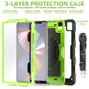 Shockproof Colorful Silicone + PC Protective Tablet Case with Holder & Shoulder Strap & Hand Strap & Pen Slot For iPad Pro 12.9 2021 / 2020 / 2018(Lime PC+Black)