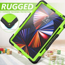 Shockproof Colorful Silicone + PC Protective Tablet Case with Holder & Shoulder Strap & Hand Strap & Pen Slot For iPad Pro 12.9 2021 / 2020 / 2018(Lime PC+Black)