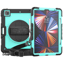 Shockproof Colorful Silicone + PC Protective Tablet Case with Holder & Shoulder Strap & Hand Strap & Pen Slot For iPad Pro 12.9 2021 / 2020 / 2018(Sky Blue PC+Black)