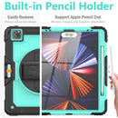 Shockproof Colorful Silicone + PC Protective Tablet Case with Holder & Shoulder Strap & Hand Strap & Pen Slot For iPad Pro 12.9 2021 / 2020 / 2018(Sky Blue PC+Black)