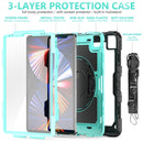 Shockproof Colorful Silicone + PC Protective Tablet Case with Holder & Shoulder Strap & Hand Strap & Pen Slot For iPad Pro 12.9 2021 / 2020 / 2018(Sky Blue PC+Black)