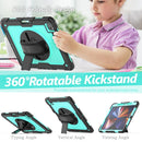 Shockproof Colorful Silicone + PC Protective Tablet Case with Holder & Shoulder Strap & Hand Strap & Pen Slot For iPad Pro 12.9 2021 / 2020 / 2018(Sky Blue PC+Black)
