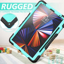 Shockproof Colorful Silicone + PC Protective Tablet Case with Holder & Shoulder Strap & Hand Strap & Pen Slot For iPad Pro 12.9 2021 / 2020 / 2018(Sky Blue PC+Black)