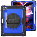 Shockproof Colorful Silicone + PC Protective Tablet Case with Holder & Shoulder Strap & Hand Strap & Pen Slot For iPad Pro 12.9 2021 / 2020 / 2018(Blue PC+Black)