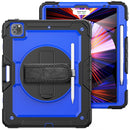 Shockproof Colorful Silicone + PC Protective Tablet Case with Holder & Shoulder Strap & Hand Strap & Pen Slot For iPad Pro 12.9 2021 / 2020 / 2018(Blue PC+Black)