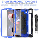 Shockproof Colorful Silicone + PC Protective Tablet Case with Holder & Shoulder Strap & Hand Strap & Pen Slot For iPad Pro 12.9 2021 / 2020 / 2018(Blue PC+Black)