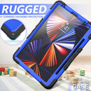 Shockproof Colorful Silicone + PC Protective Tablet Case with Holder & Shoulder Strap & Hand Strap & Pen Slot For iPad Pro 12.9 2021 / 2020 / 2018(Blue PC+Black)