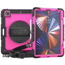 Shockproof Colorful Silicone + PC Protective Tablet Case with Holder & Shoulder Strap & Hand Strap & Pen Slot For iPad Pro 12.9 2021 / 2020 / 2018(Rose PC+Black)