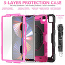 Shockproof Colorful Silicone + PC Protective Tablet Case with Holder & Shoulder Strap & Hand Strap & Pen Slot For iPad Pro 12.9 2021 / 2020 / 2018(Rose PC+Black)
