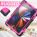 Shockproof Colorful Silicone + PC Protective Tablet Case with Holder & Shoulder Strap & Hand Strap & Pen Slot For iPad Pro 12.9 2021 / 2020 / 2018(Rose PC+Black)