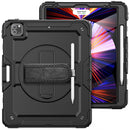 Shockproof Colorful Silicone + PC Protective Tablet Case with Holder & Shoulder Strap & Hand Strap & Pen Slot For iPad Pro 12.9 2021 / 2020 / 2018(All Black)