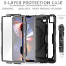 Shockproof Colorful Silicone + PC Protective Tablet Case with Holder & Shoulder Strap & Hand Strap & Pen Slot For iPad Pro 12.9 2021 / 2020 / 2018(All Black)