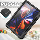 Shockproof Colorful Silicone + PC Protective Tablet Case with Holder & Shoulder Strap & Hand Strap & Pen Slot For iPad Pro 12.9 2021 / 2020 / 2018(All Black)
