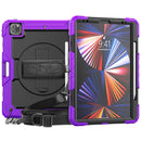 Shockproof Colorful Silicone + PC Protective Tablet Case with Holder & Shoulder Strap & Hand Strap & Pen Slot For iPad Pro 12.9 2021 / 2020 / 2018(Purple Silicone)