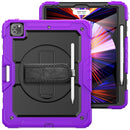 Shockproof Colorful Silicone + PC Protective Tablet Case with Holder & Shoulder Strap & Hand Strap & Pen Slot For iPad Pro 12.9 2021 / 2020 / 2018(Purple Silicone)
