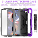 Shockproof Colorful Silicone + PC Protective Tablet Case with Holder & Shoulder Strap & Hand Strap & Pen Slot For iPad Pro 12.9 2021 / 2020 / 2018(Purple Silicone)