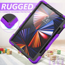 Shockproof Colorful Silicone + PC Protective Tablet Case with Holder & Shoulder Strap & Hand Strap & Pen Slot For iPad Pro 12.9 2021 / 2020 / 2018(Purple Silicone)