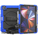 Shockproof Colorful Silicone + PC Protective Tablet Case with Holder & Shoulder Strap & Hand Strap & Pen Slot For iPad Pro 12.9 2021 / 2020 / 2018(Blue Silicone)