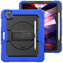 Shockproof Colorful Silicone + PC Protective Tablet Case with Holder & Shoulder Strap & Hand Strap & Pen Slot For iPad Pro 12.9 2021 / 2020 / 2018(Blue Silicone)