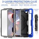 Shockproof Colorful Silicone + PC Protective Tablet Case with Holder & Shoulder Strap & Hand Strap & Pen Slot For iPad Pro 12.9 2021 / 2020 / 2018(Blue Silicone)