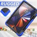 Shockproof Colorful Silicone + PC Protective Tablet Case with Holder & Shoulder Strap & Hand Strap & Pen Slot For iPad Pro 12.9 2021 / 2020 / 2018(Blue Silicone)