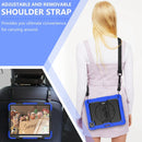 Shockproof Colorful Silicone + PC Protective Tablet Case with Holder & Shoulder Strap & Hand Strap & Pen Slot For iPad Pro 12.9 2021 / 2020 / 2018(Blue Silicone)