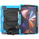 Shockproof Colorful Silicone + PC Protective Tablet Case with Holder & Shoulder Strap & Hand Strap & Pen Slot For iPad Pro 12.9 2021 / 2020 / 2018(Sky Blue Silicone)