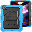 Shockproof Colorful Silicone + PC Protective Tablet Case with Holder & Shoulder Strap & Hand Strap & Pen Slot For iPad Pro 12.9 2021 / 2020 / 2018(Sky Blue Silicone)