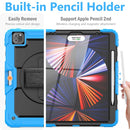 Shockproof Colorful Silicone + PC Protective Tablet Case with Holder & Shoulder Strap & Hand Strap & Pen Slot For iPad Pro 12.9 2021 / 2020 / 2018(Sky Blue Silicone)
