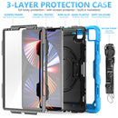 Shockproof Colorful Silicone + PC Protective Tablet Case with Holder & Shoulder Strap & Hand Strap & Pen Slot For iPad Pro 12.9 2021 / 2020 / 2018(Sky Blue Silicone)