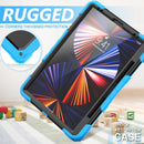 Shockproof Colorful Silicone + PC Protective Tablet Case with Holder & Shoulder Strap & Hand Strap & Pen Slot For iPad Pro 12.9 2021 / 2020 / 2018(Sky Blue Silicone)