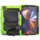 Shockproof Colorful Silicone + PC Protective Tablet Case with Holder & Shoulder Strap & Hand Strap & Pen Slot For iPad Pro 12.9 2021 / 2020 / 2018(Lime Silicone)